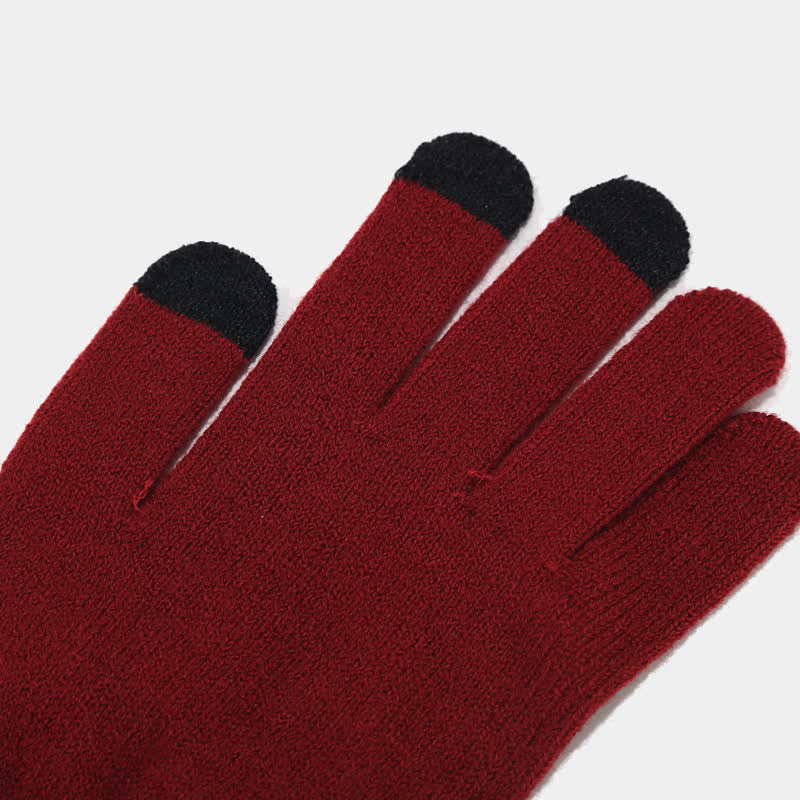 3Pcs Unisex Thickened Twill Knit Hat Scarf Gloves Set - Image 9