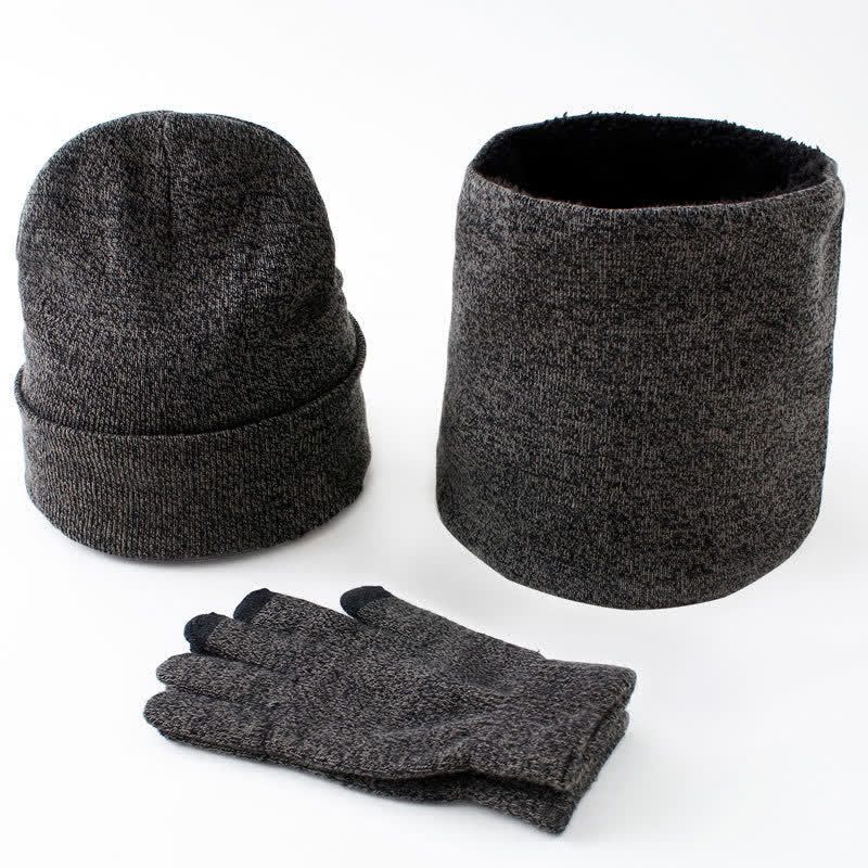3Pcs Warm Beanie Hat Scarf Touchscreen Gloves Set - Image 14