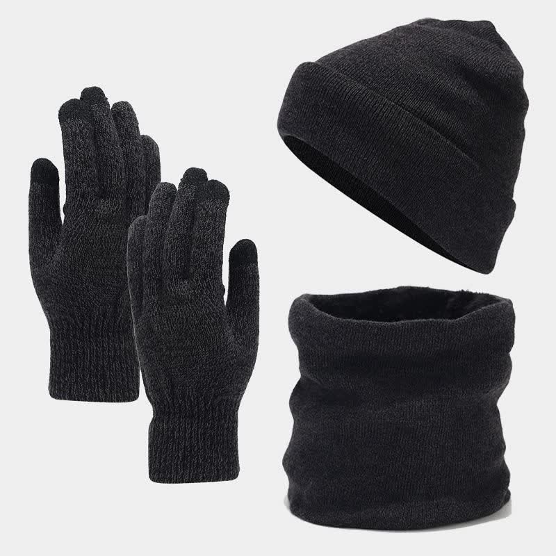 3Pcs Unisex Slouchy Warm Beanie Hat Scarf Gloves Set - Image 11