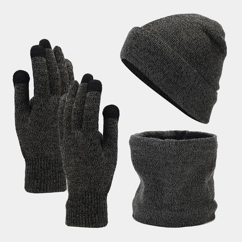 3Pcs Unisex Slouchy Warm Beanie Hat Scarf Gloves Set - Image 12