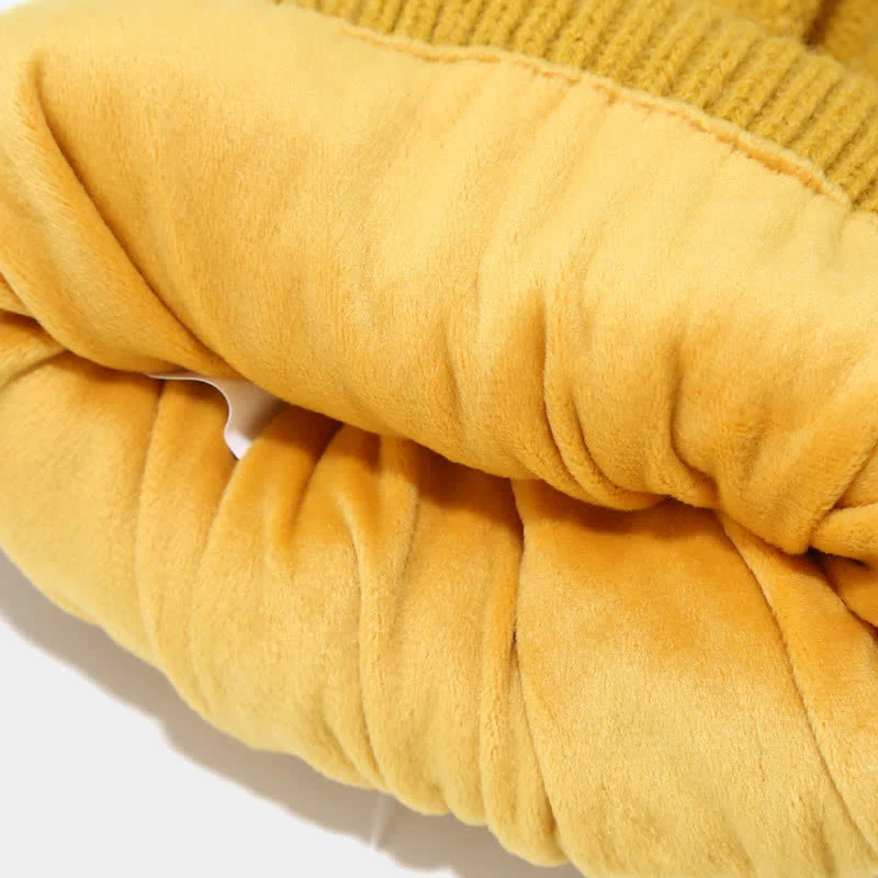 3Pcs Women's Diamond Poms Beanie Hat Scarf Gloves Set - Image 4