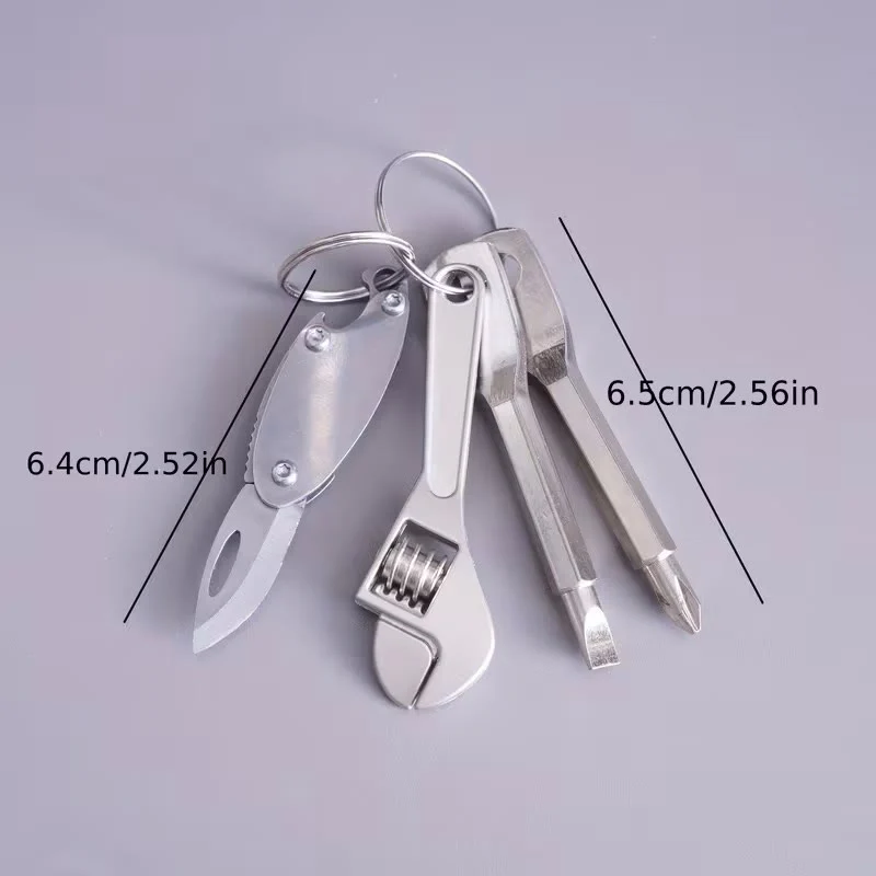 4-In-1 Compact Tool Set Knife Wrench Screwdriver Keychain - Image 9