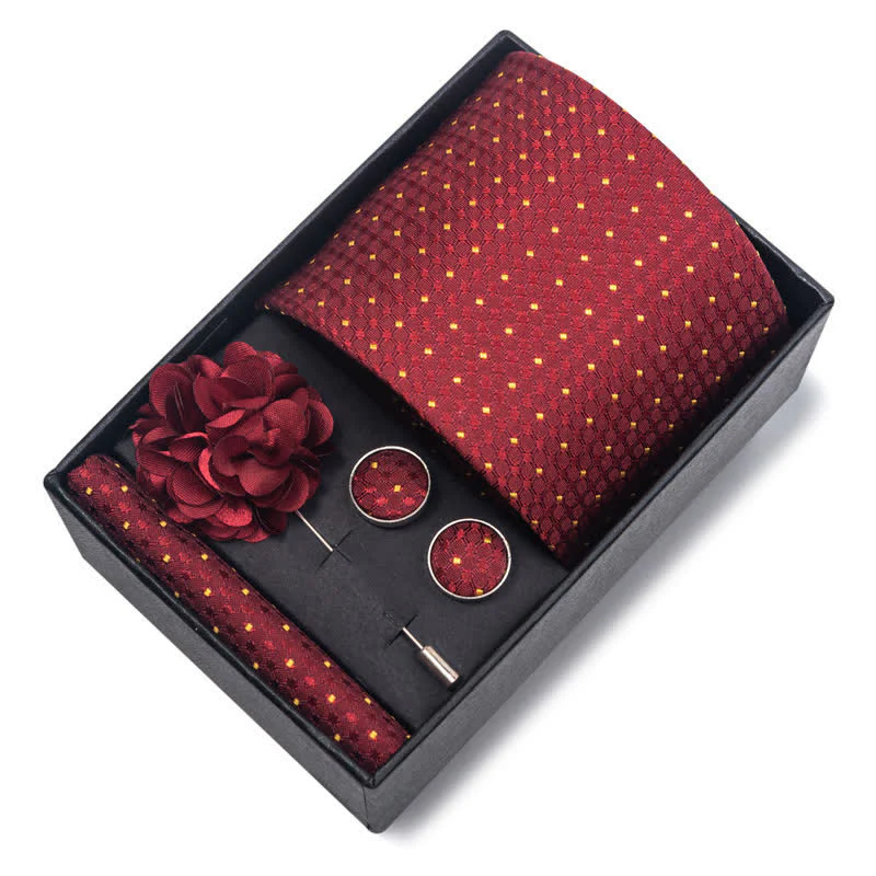 4Pcs Men's Attractive Bright Red Series Necktie Set - Image 2