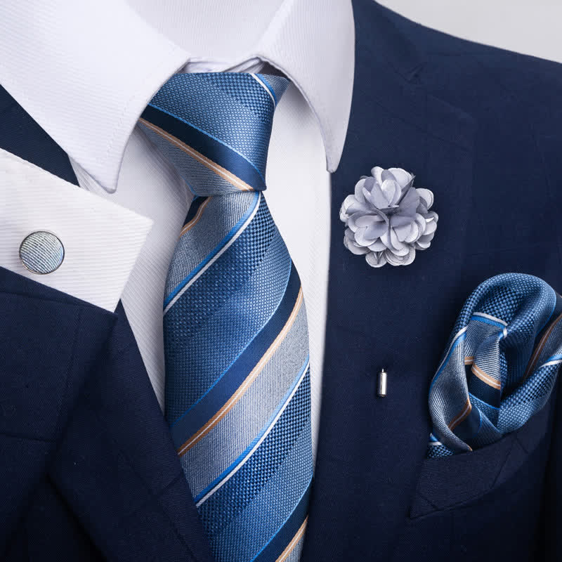 4Pcs Men's Classic Formal Pocket Squares Necktie Set - Image 11