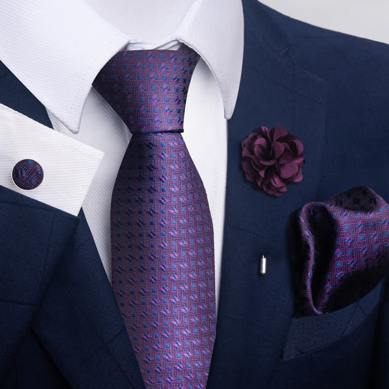 4Pcs Men's Classic Formal Pocket Squares Necktie Set - Image 15
