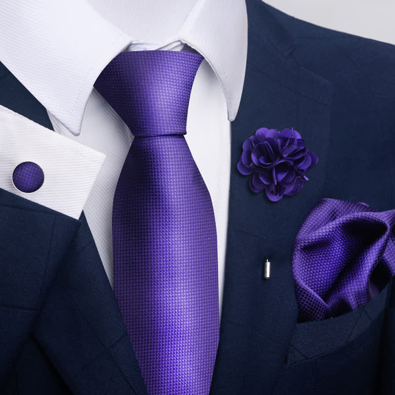 4Pcs Men's Classic Formal Pocket Squares Necktie Set - Image 5
