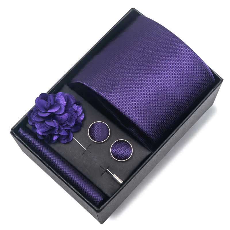 4Pcs Men's Classic Formal Pocket Squares Necktie Set - Image 6