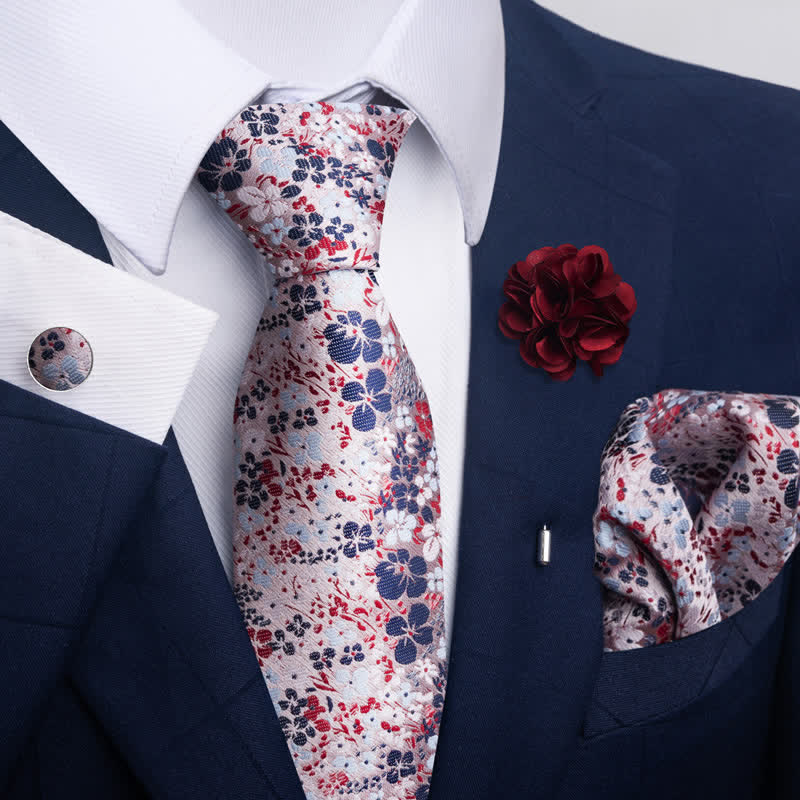 4Pcs Men's Classic Formal Pocket Squares Necktie Set - Image 7