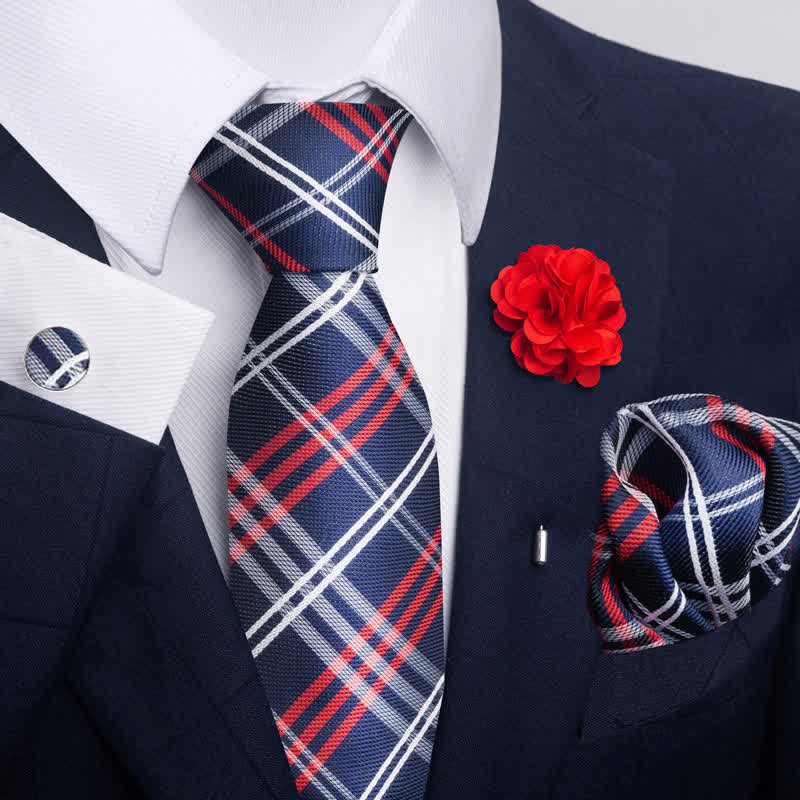 4Pcs Men's Classic Formal Pocket Squares Necktie Set - Image 9