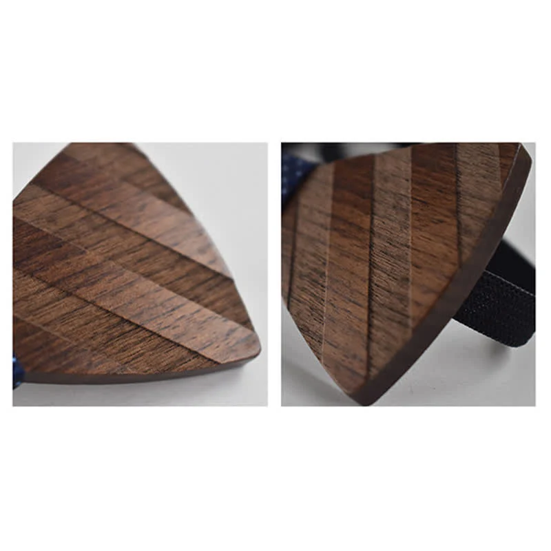 4Pcs Men's Formal Striped Pattern Wooden Bow Tie Set - Image 5