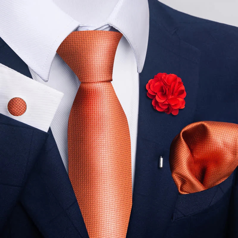 4Pcs Men's Novelty Pocket Square Cufflink Necktie Set - Image 19