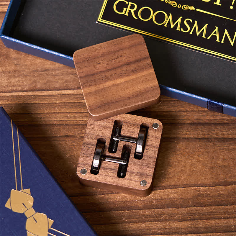 4Pcs Necktie Cuffinks Socks Suit Set Customizable Flask Groomsmen Gift Box - Image 6