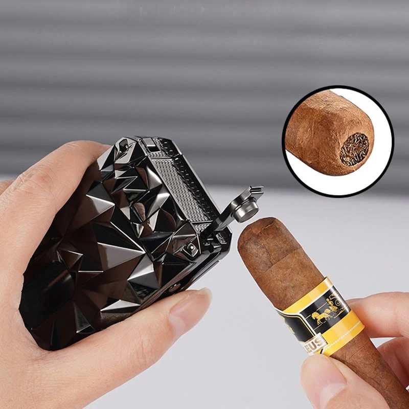 5 in 1 Multifunctional Cigar Cutter Tools Diamond Refillable Butane Lighter - Image 4
