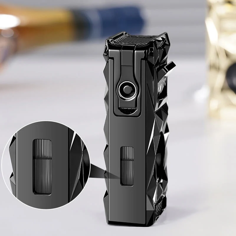 5 in 1 Multifunctional Cigar Cutter Tools Diamond Refillable Butane Lighter - Image 7