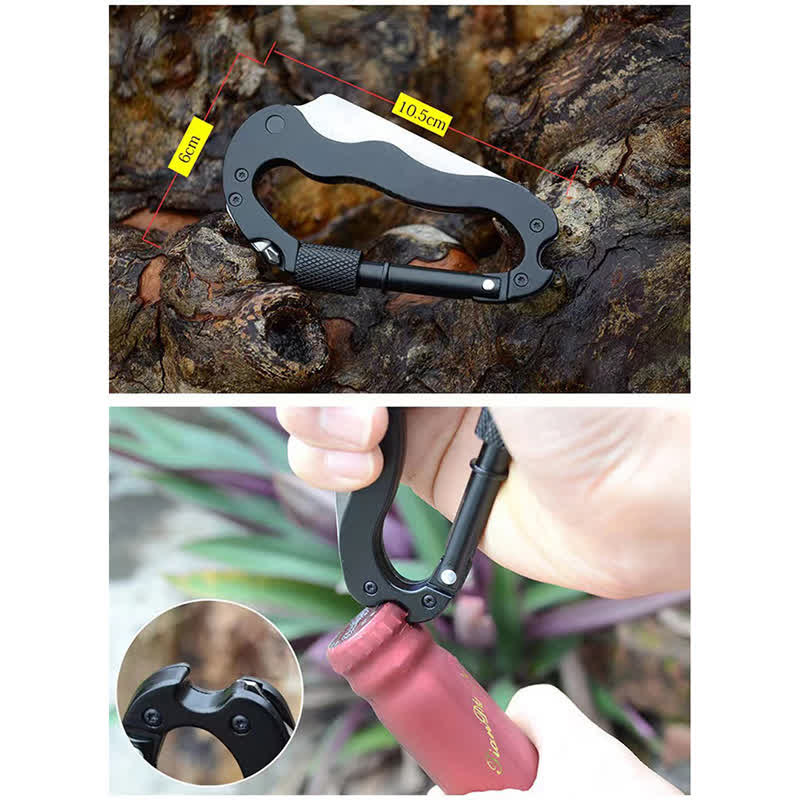 5-In-1 Multitool Folding Knife D Shape Buckle Carabiner Keychain - Image 13
