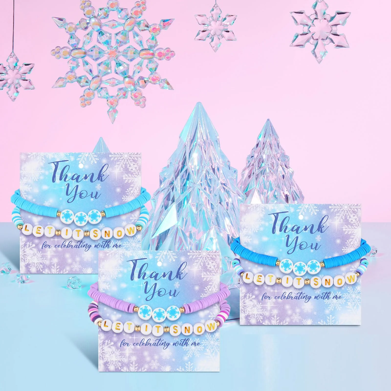 6Pcs Snowflake Christmas Bracelet With Greeting Card - Image 7