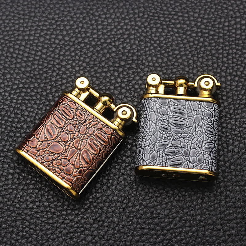 Adjustable Open Flame Faux Leather Refillable Butane Lighter - Image 7