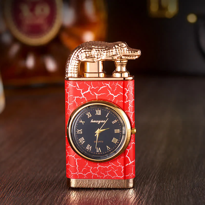 Alligato Design Refillable Double Flame Butane Lighter With Clock - Image 13