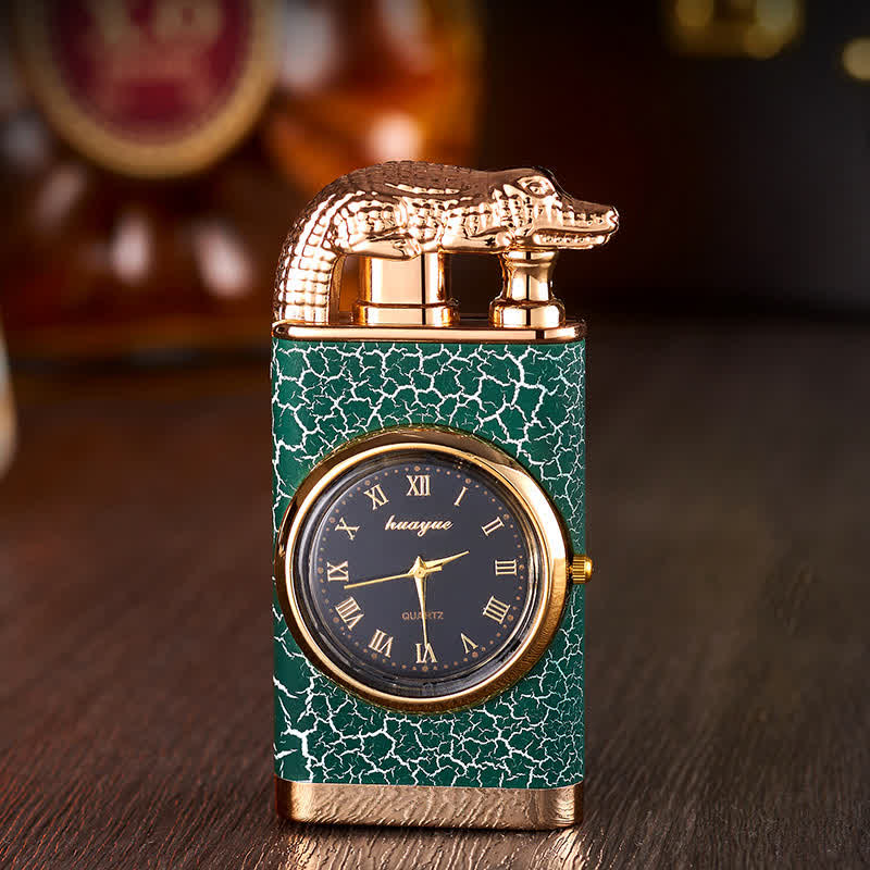 Alligato Design Refillable Double Flame Butane Lighter With Clock - Image 15