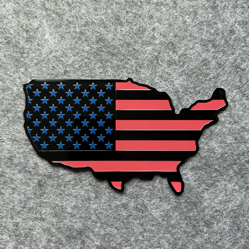 American Flag Map Metal Sticker Car Badge - Image 2