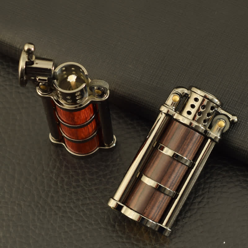 Antique Style Wooden Shell Refillable Kerosene Lighter - Image 2