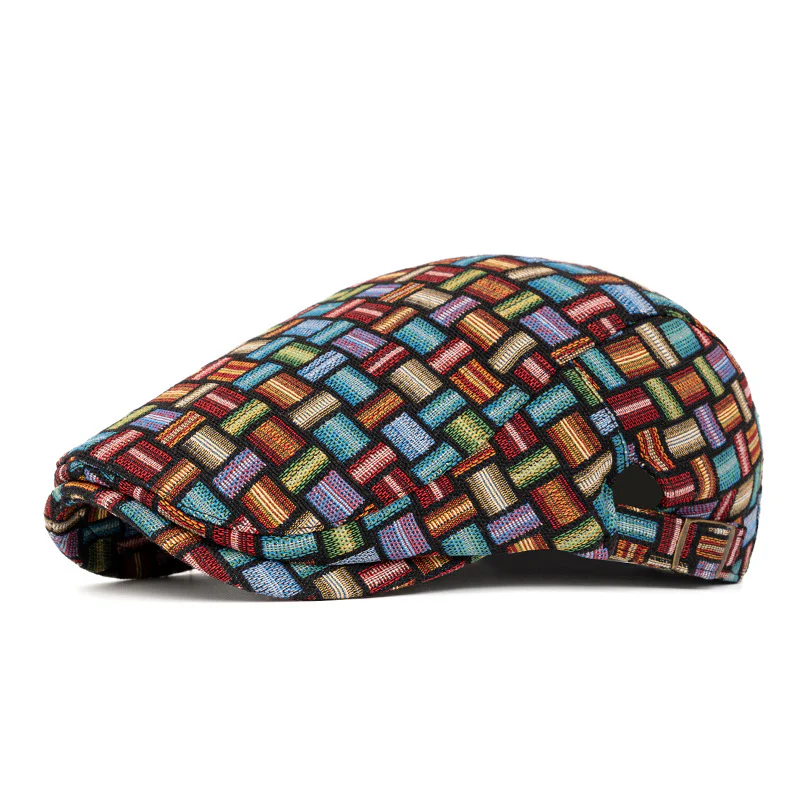 Artistic Retro Colored Jacquard Checkered Beret Hat - Image 13