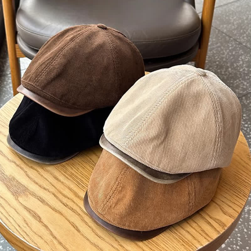 Autumn Winter Retro Corduroy Advance Beret Hat - Image 2