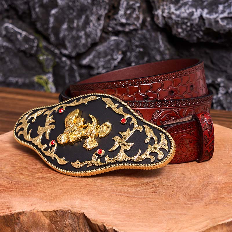 Black And Gold Eagles DIY Buckle Leather Belt - Image 10