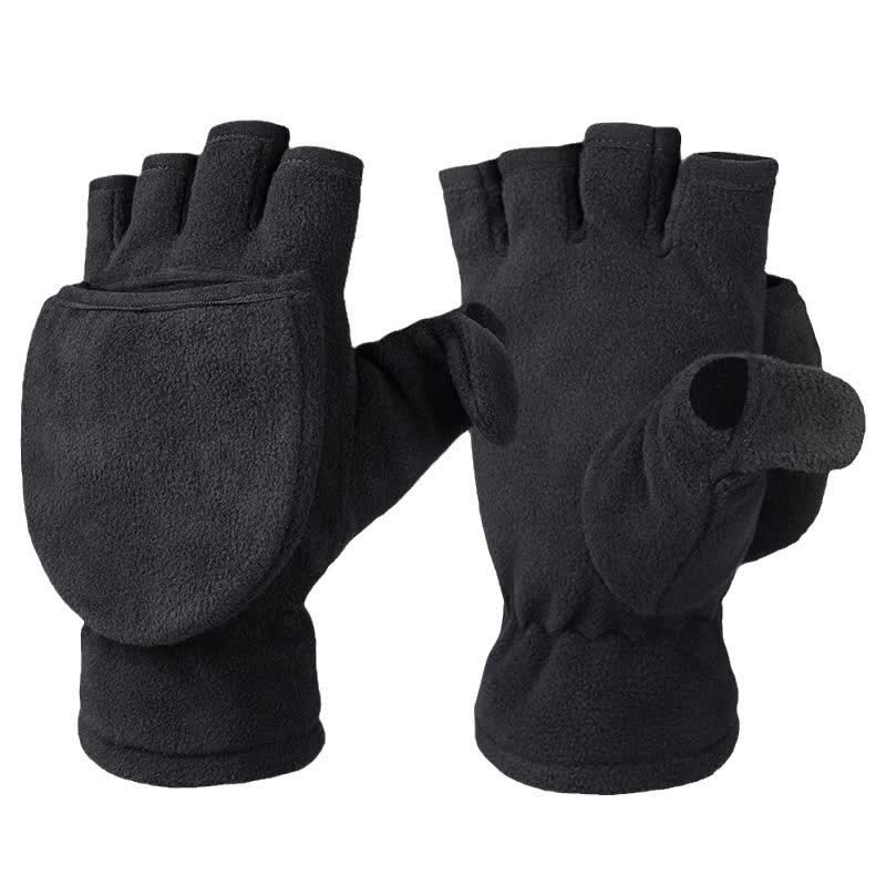 Black Convertible Flip Top Warm Mitten Gloves - Image 12