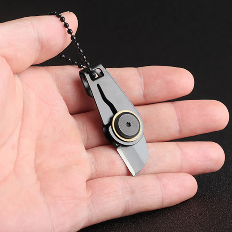 Black EDC Folding Knife Portable Tactical Keychain - Image 3
