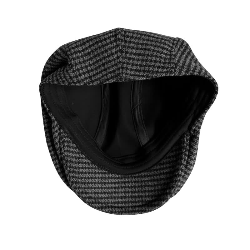 Black & Gray Houndstooth Checks Ivy Beret Cap - Image 8