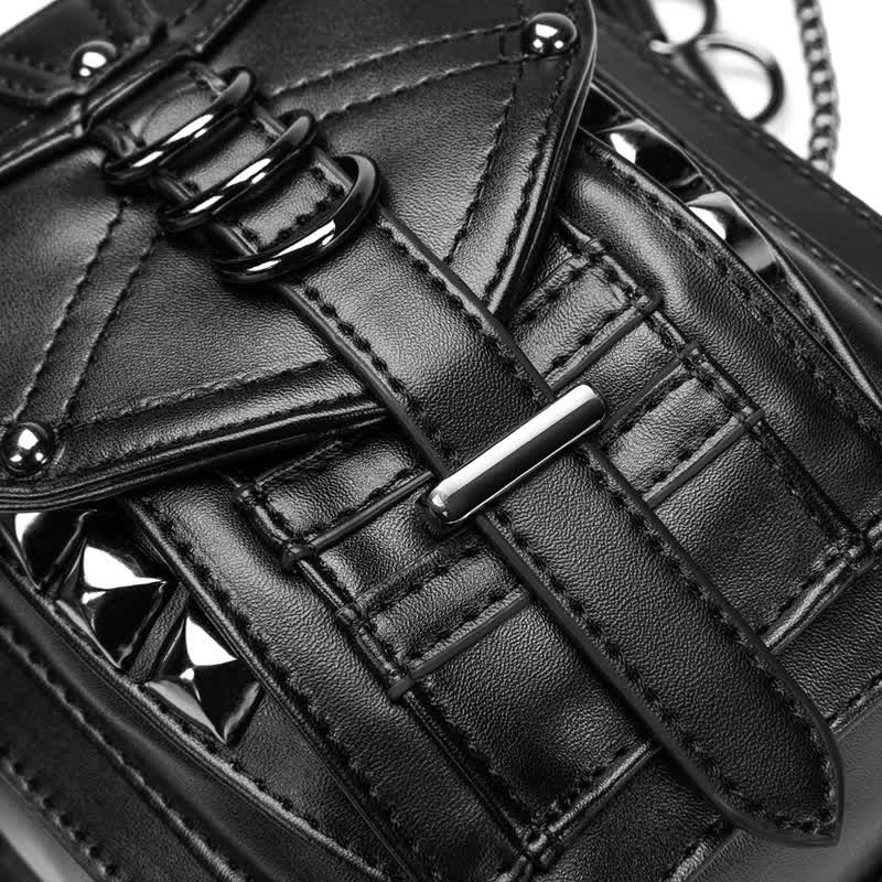 Black Motorcycle Punk Rivet Steampunk Waist Leg Bag - Image 13