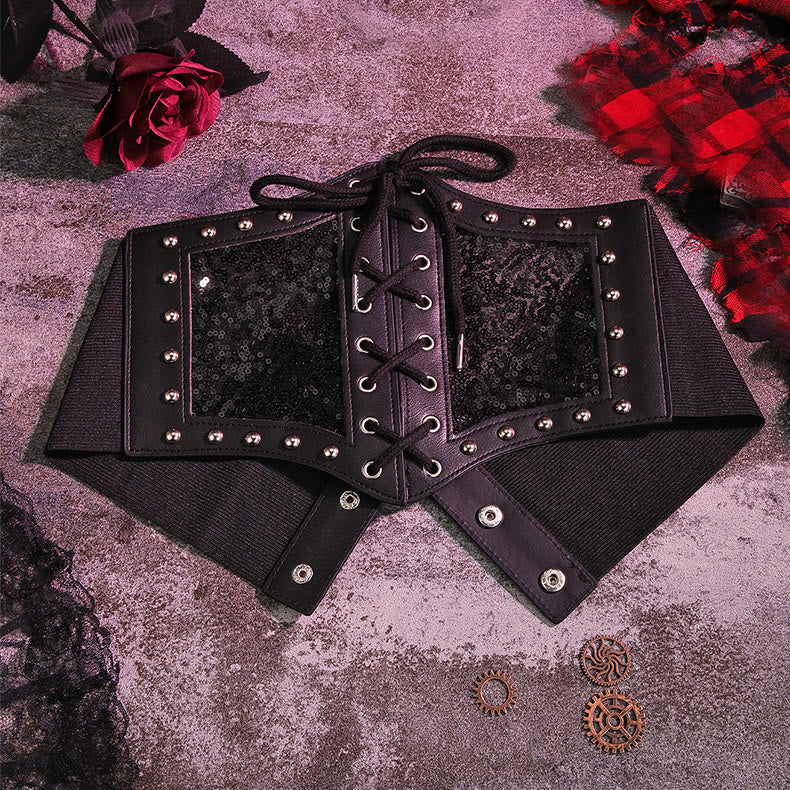Black Style Lace Strap Women's Elastic Corset Belt - Image 3