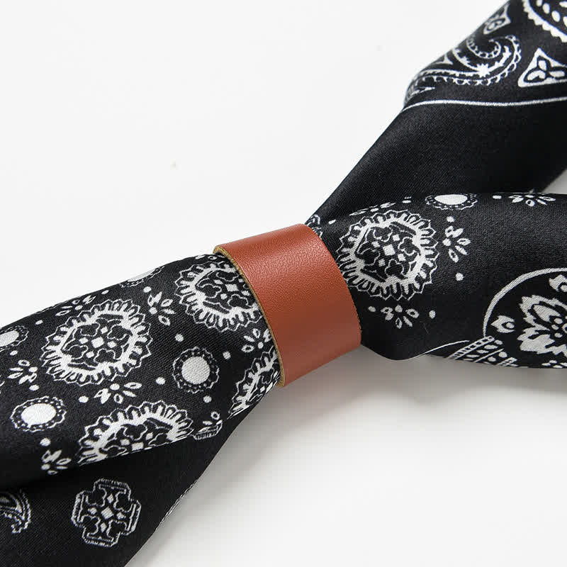 Black & White Paisley Four-Box Grid Design Square Scarf - Image 6