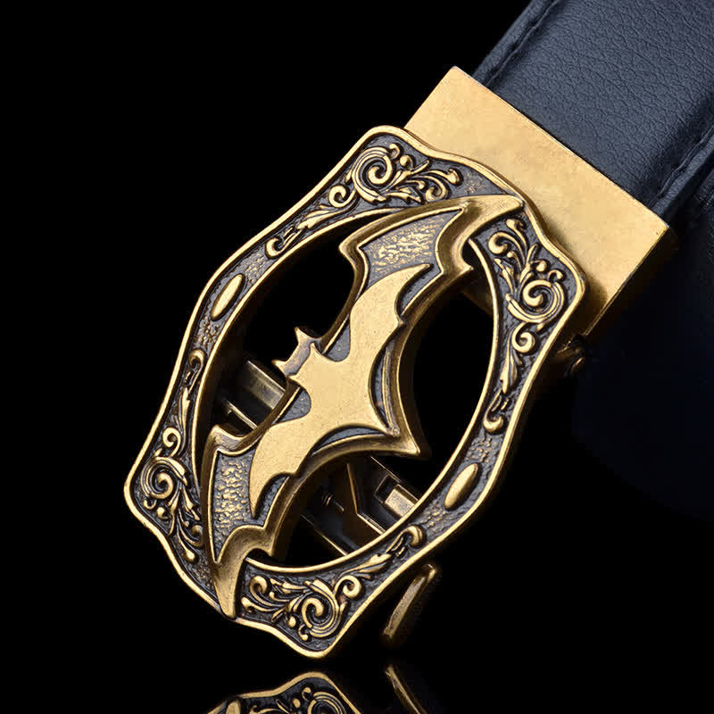 Blue & Gold Men's Bat Hollow Buckle Leather Belt - Image 2
