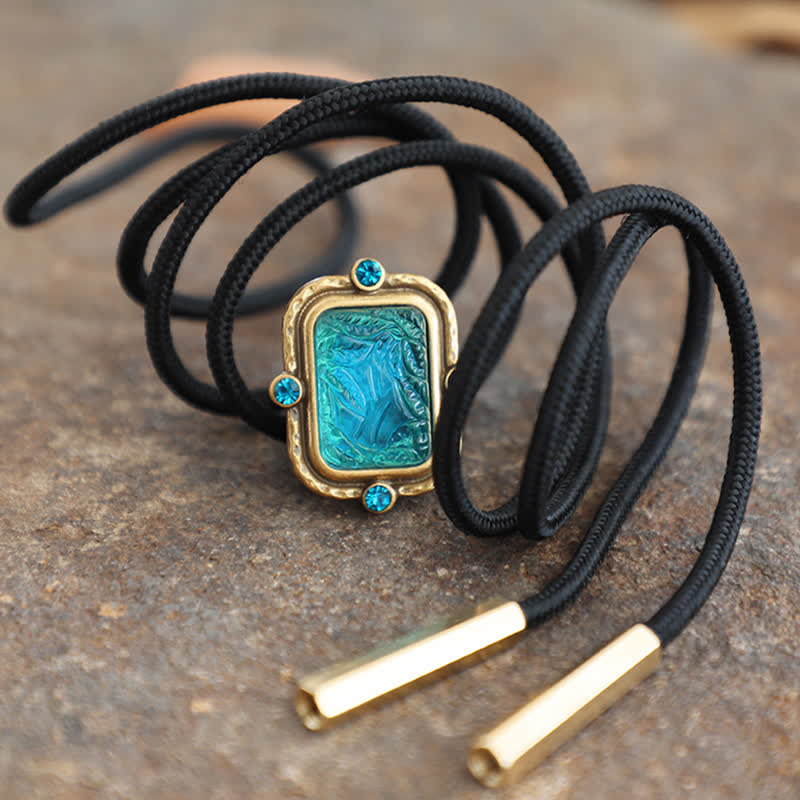 Blue & Green Seascape Retro Palace Style Bolo Tie - Image 2