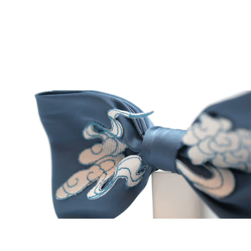 Men's Blue & White Cloud Double Layered Bow Tie - Image 3