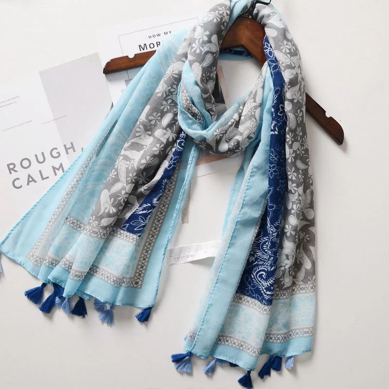 Bohemian Style Cashew Print Color Blocked Scarf - Image 7