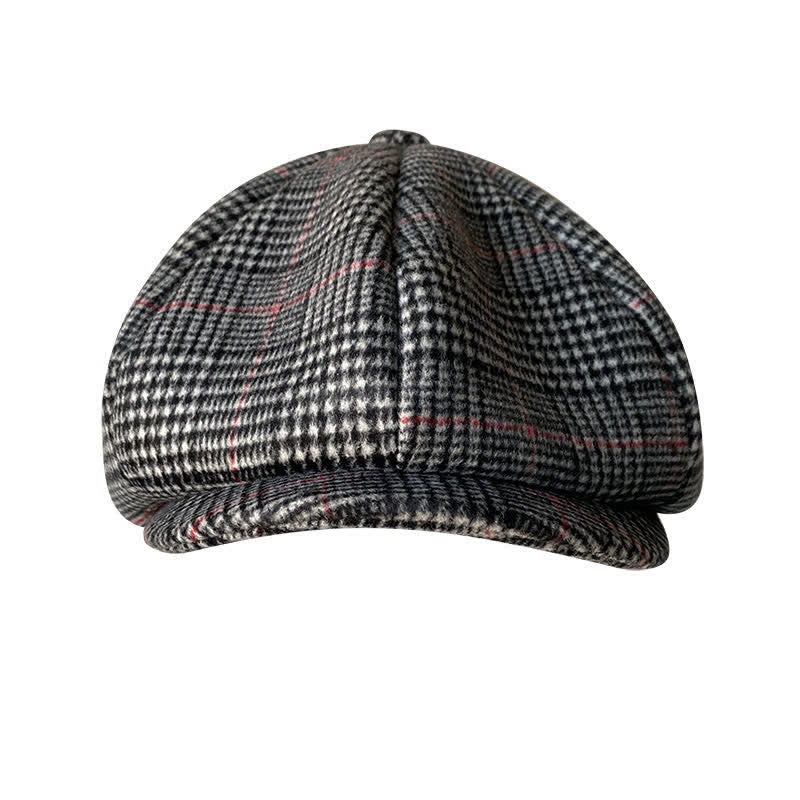 British Black & White Chequered Octagonal Beret Cap - Image 2