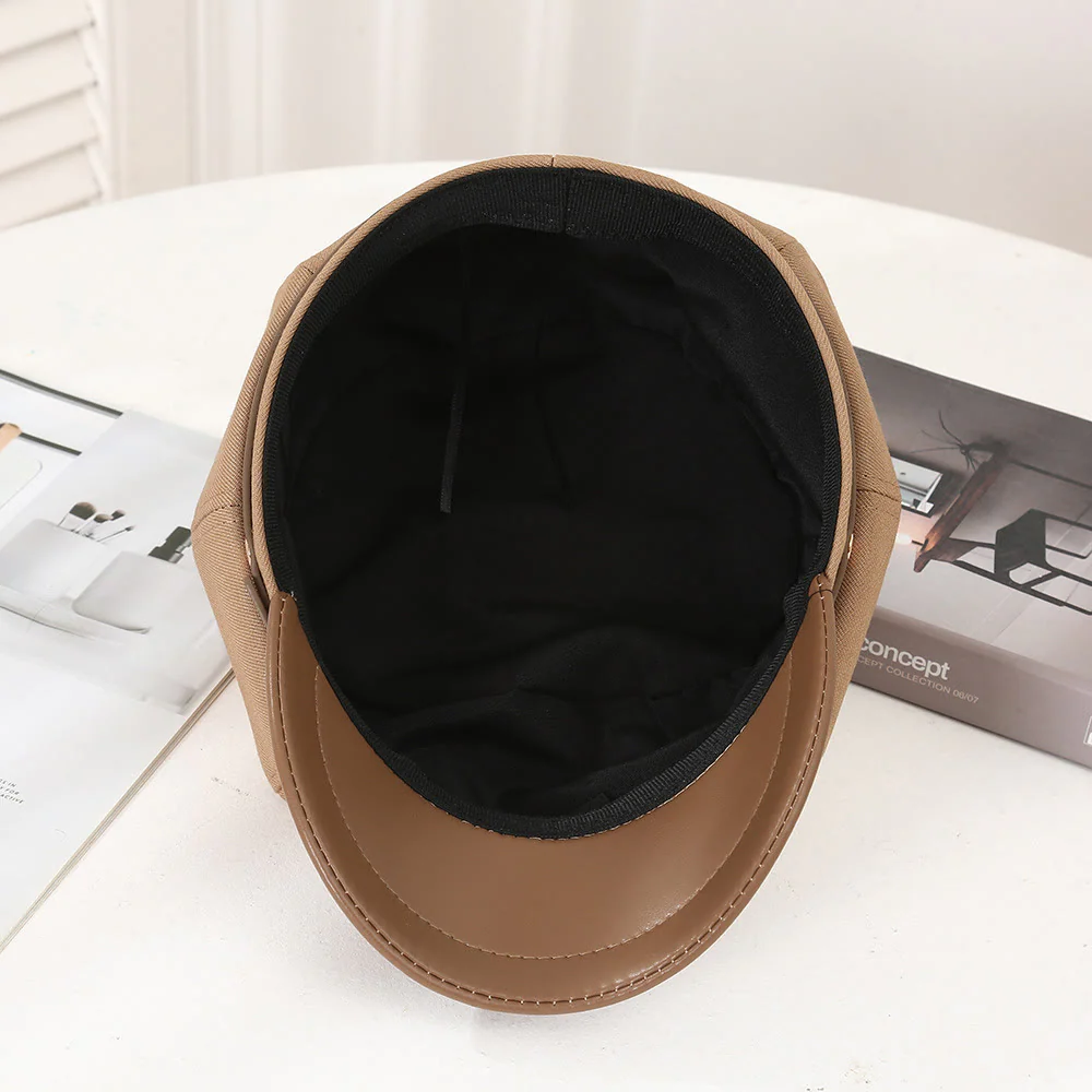 British Style Leather Brim Buckle Women's Beret - Image 3
