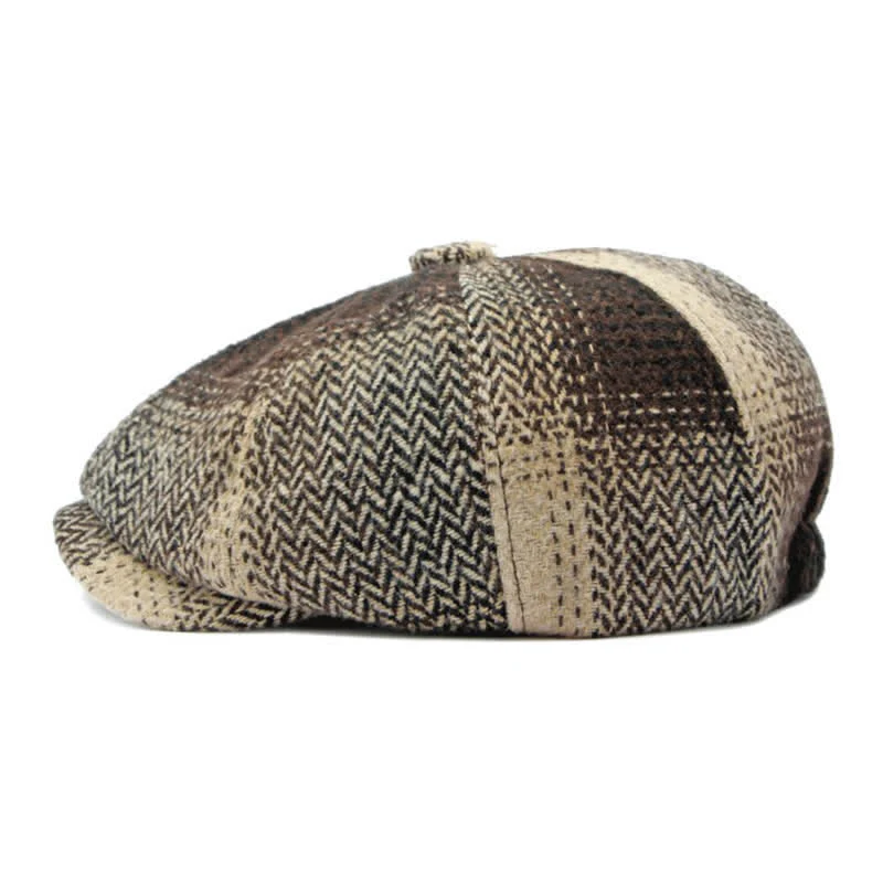 British Style Striped Herringbone Newsboy Beret Hat - Image 21