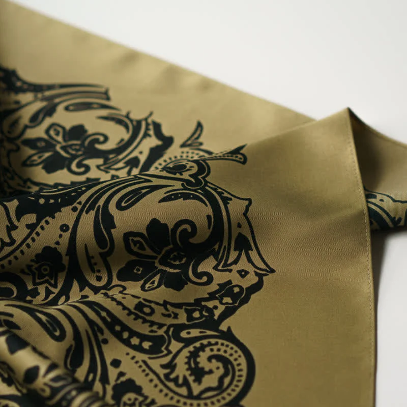 Retro Paisley Pattern Square Scarf with Scarf Buckle - Image 9