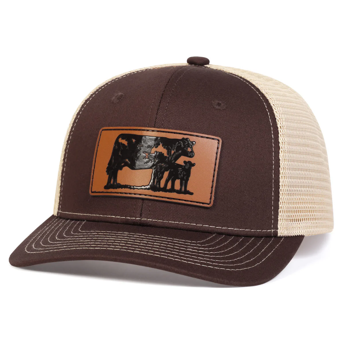 Bull Leads The Calf Adjustable Farmer Trucker Hat - Image 5