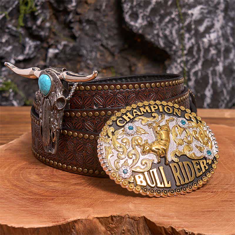 Bull Rider DIY Belt Buckle Turquoise Longhorn Bull Pendant Bundle Set - Image 5
