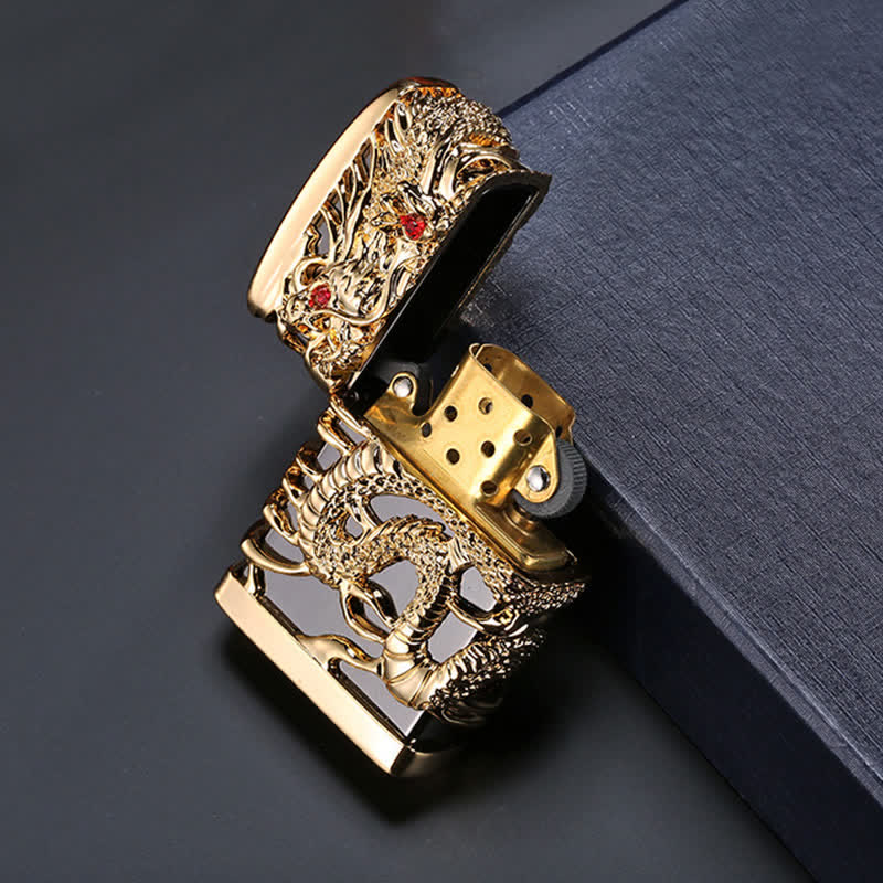 Carving Domineering Dragon Refillable Kerosene Lighter - Image 6