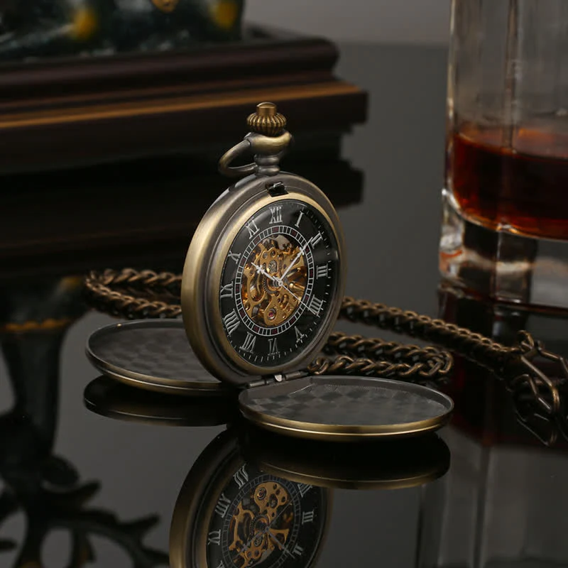 Casual Double Hunter Case Mechanical Pocket Watch - Image 13