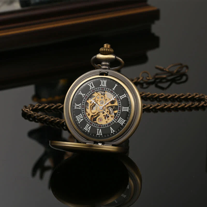 Casual Double Hunter Case Mechanical Pocket Watch - Image 14