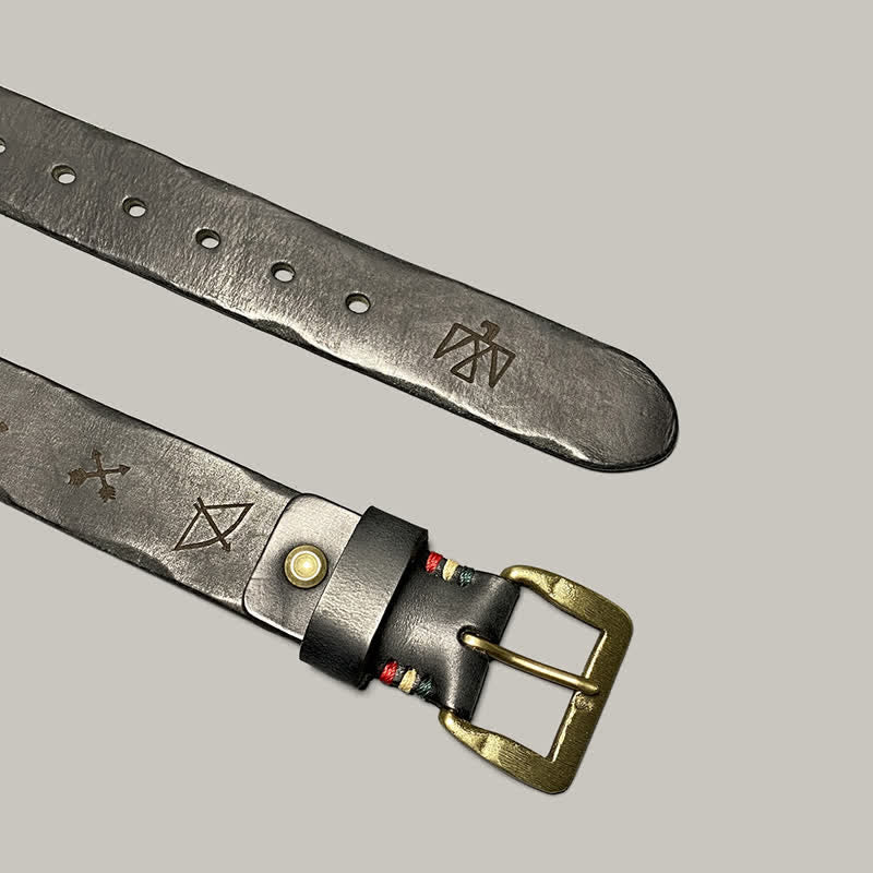 Casual Retro Laser Engraved Totem Pattern Leather Belt - Image 9