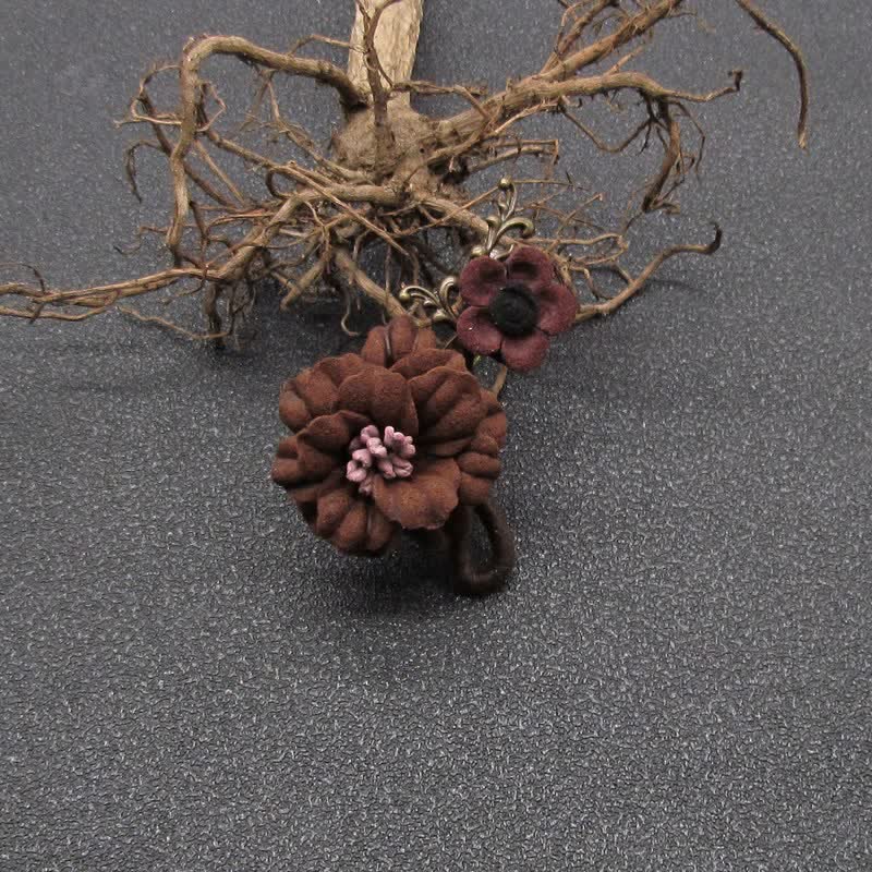 Charming Coffee Wedding Original Design Flower Cloth Brooch - Image 3