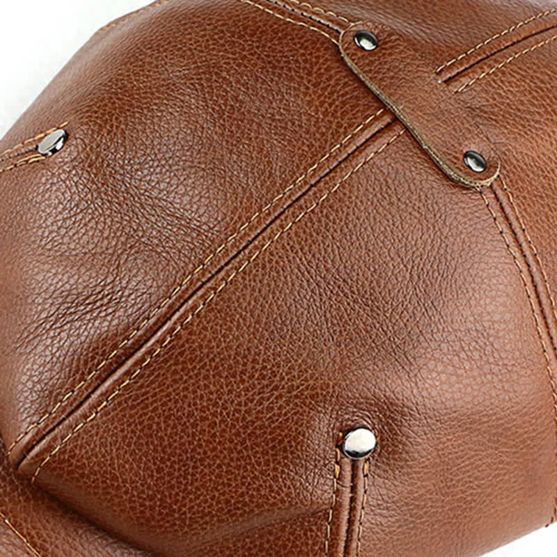 Chic Artist Painter Look Rivets Leather Beret Hat - Image 6